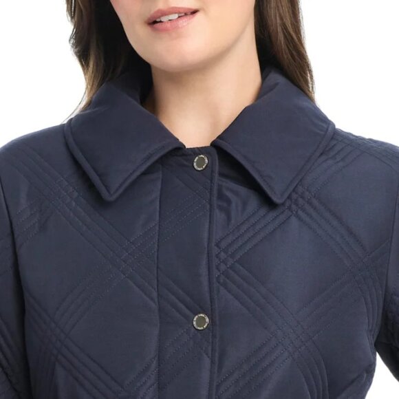 NWT Jones New York Women's Belted Quilt Jacket, Blue - Picture 8 of 11